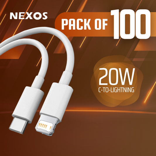 Pack Of 100 NEXOS C-type to Lightening 2.5 A | 6 Months Warranty | 1 M | Made in Pakistan