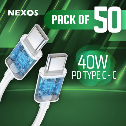 Pack of 50 NEXOS C Type to C Type, 4.0 A & 7.0 A| 6 Months Warranty   | 1 M | Made in Pakistan