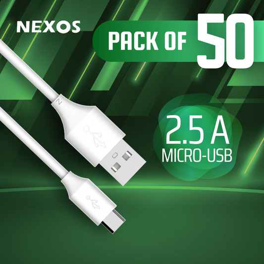 Pack of 50 NEXOS Micro-USB 2.5 A Fast charging, QC 3.0 | 1M | 6 months warranty.